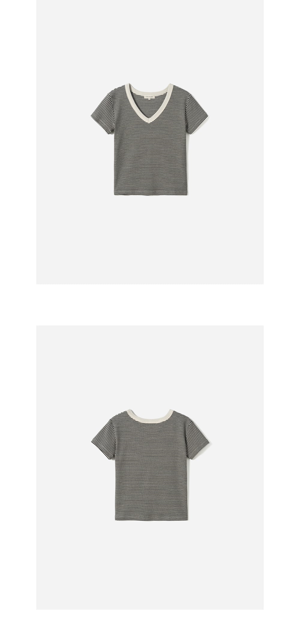 FOR YOUR EYES ONLY Fleu Stripe V-neck T-shirt (Black)