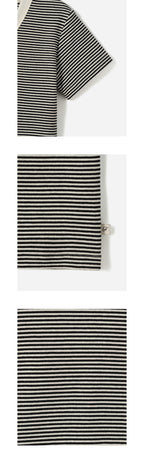 FOR YOUR EYES ONLY Fleu Stripe V-neck T-shirt (Black)