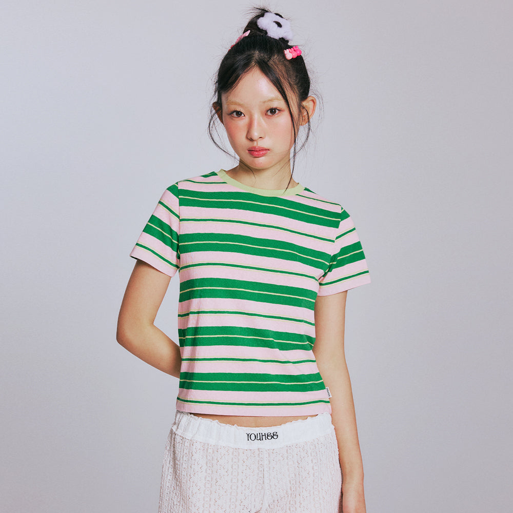 YOUHEE CANDY STRIPE T-SHIRTS_PINK