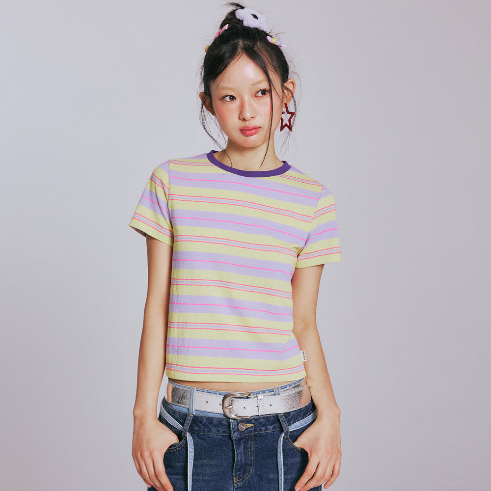 YOUHEE CANDY STRIPE T-SHIRTS_YELLOW