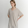 EAAH SILK RIB U NECK T-SHIRT (BEIGE)