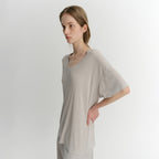 EAAH SILK RIB U NECK T-SHIRT (BEIGE)