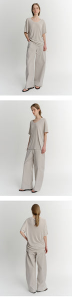 EAAH SILK RIB U NECK T-SHIRT (BEIGE)