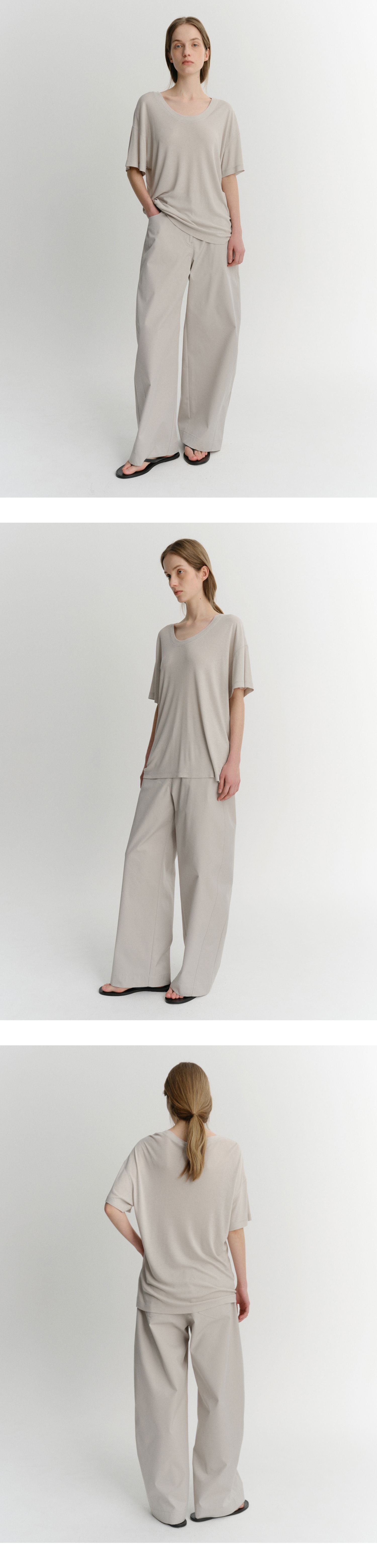 EAAH SILK RIB U NECK T-SHIRT (BEIGE)