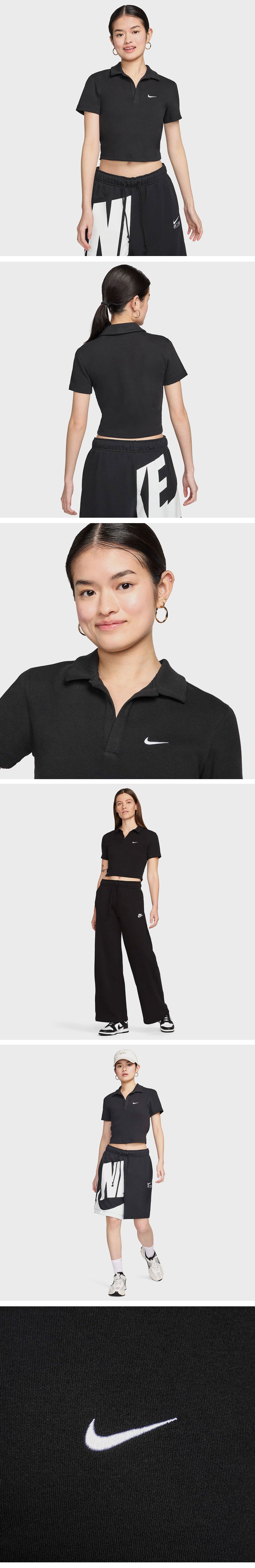 NIKE Sportswear Essential Short Sleeve Polo Top W - Black:White / DV7885-010