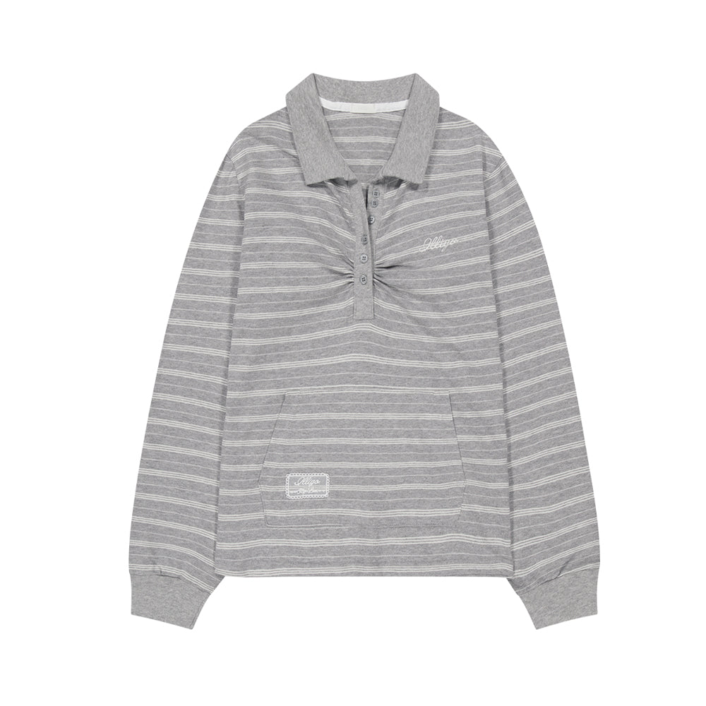 ILLIGO Open collar long sleeve melange