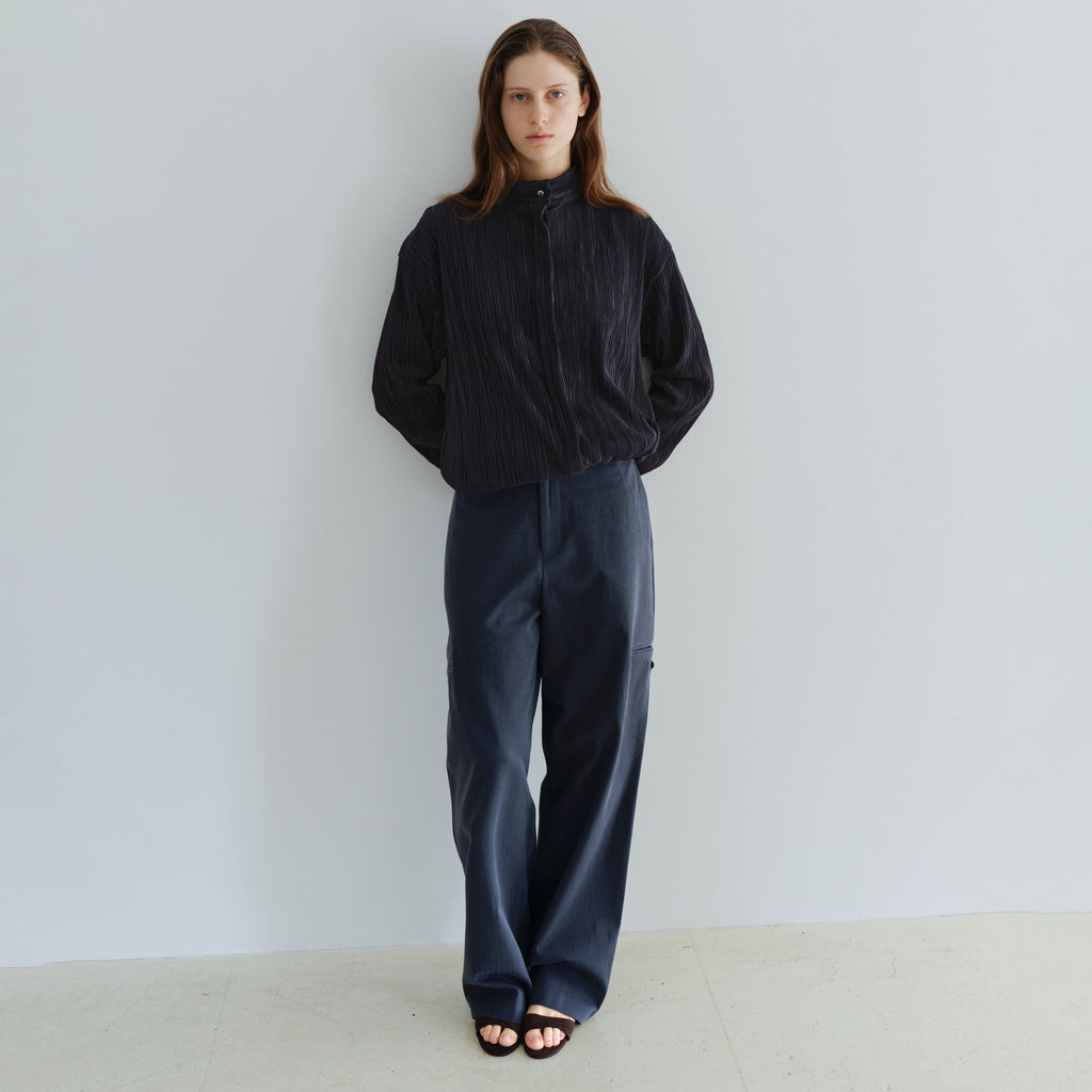 AUBOUR [2nd restock] pleats string blouse (navy)
