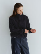 AUBOUR [2nd restock] pleats string blouse (navy)