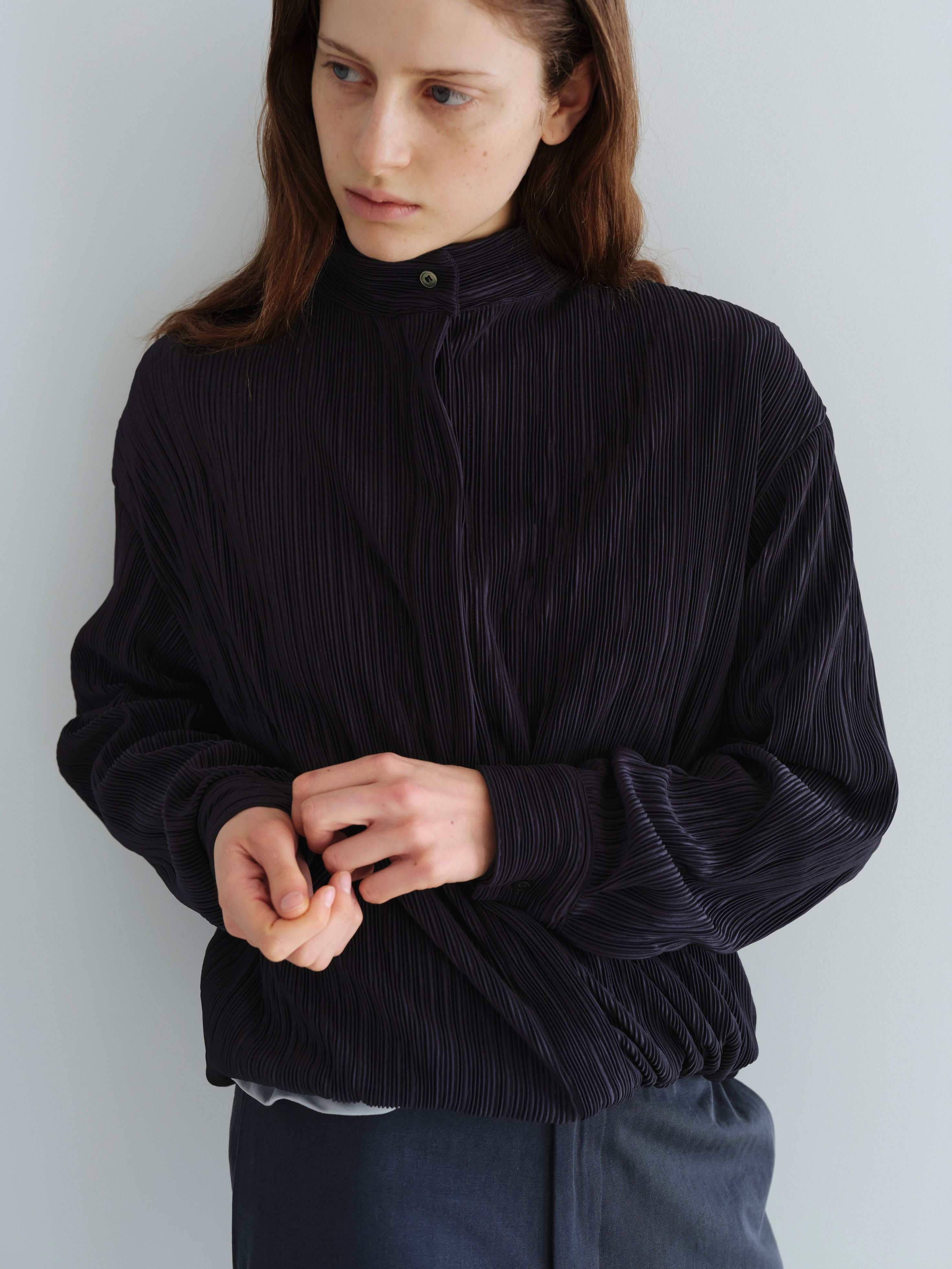 AUBOUR [2nd restock] pleats string blouse (navy)