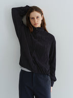 AUBOUR [2nd restock] pleats string blouse (navy)