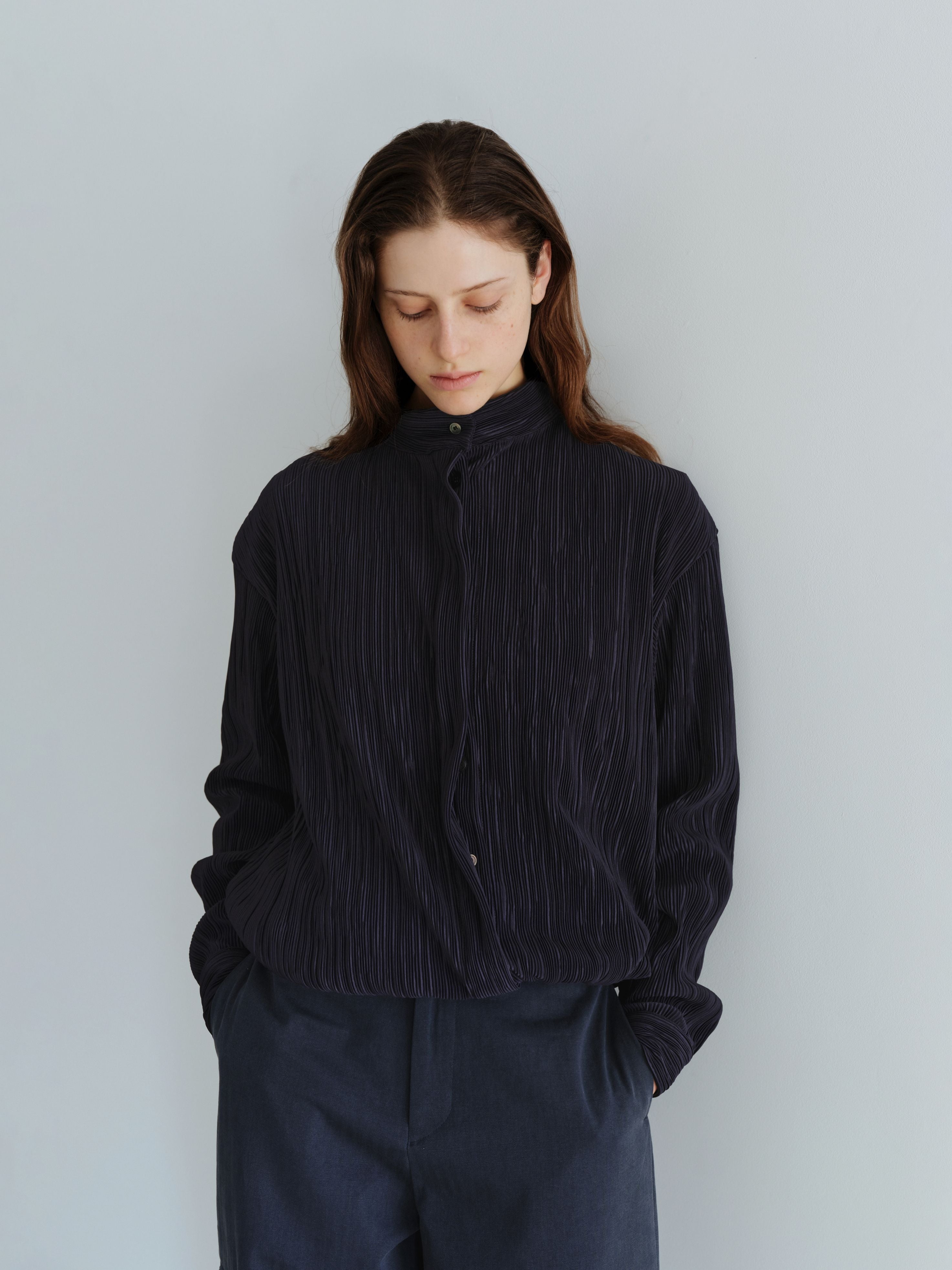 AUBOUR [2nd restock] pleats string blouse (navy)