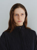 AUBOUR [2nd restock] pleats string blouse (navy)