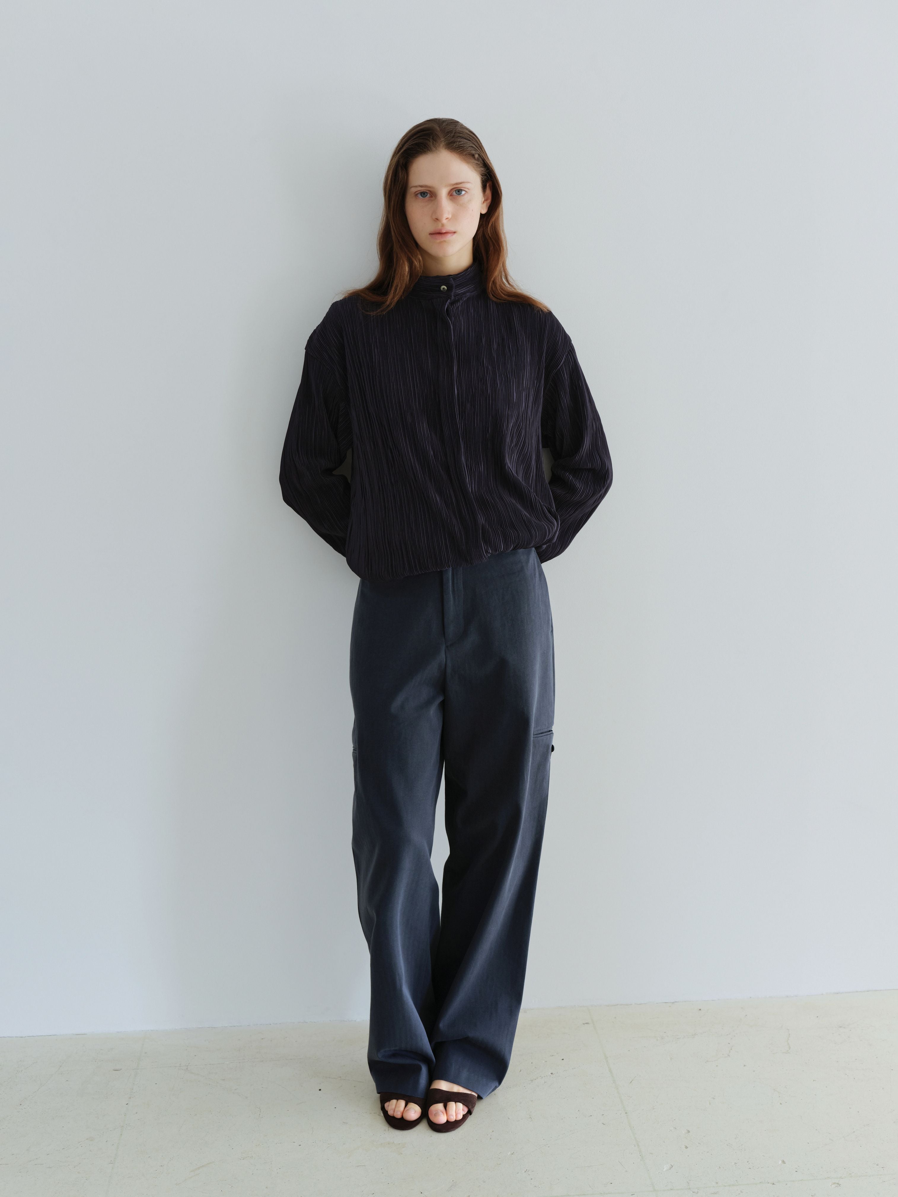 AUBOUR [2nd restock] pleats string blouse (navy)