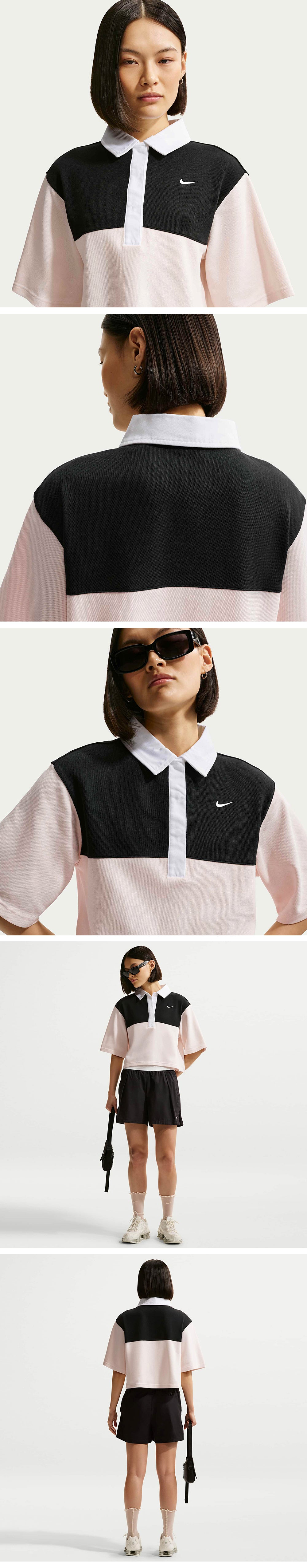 NIKE Sportswear Oversized Short Sleeve Polo W - Black:Chalk:Sale / IF5599-011