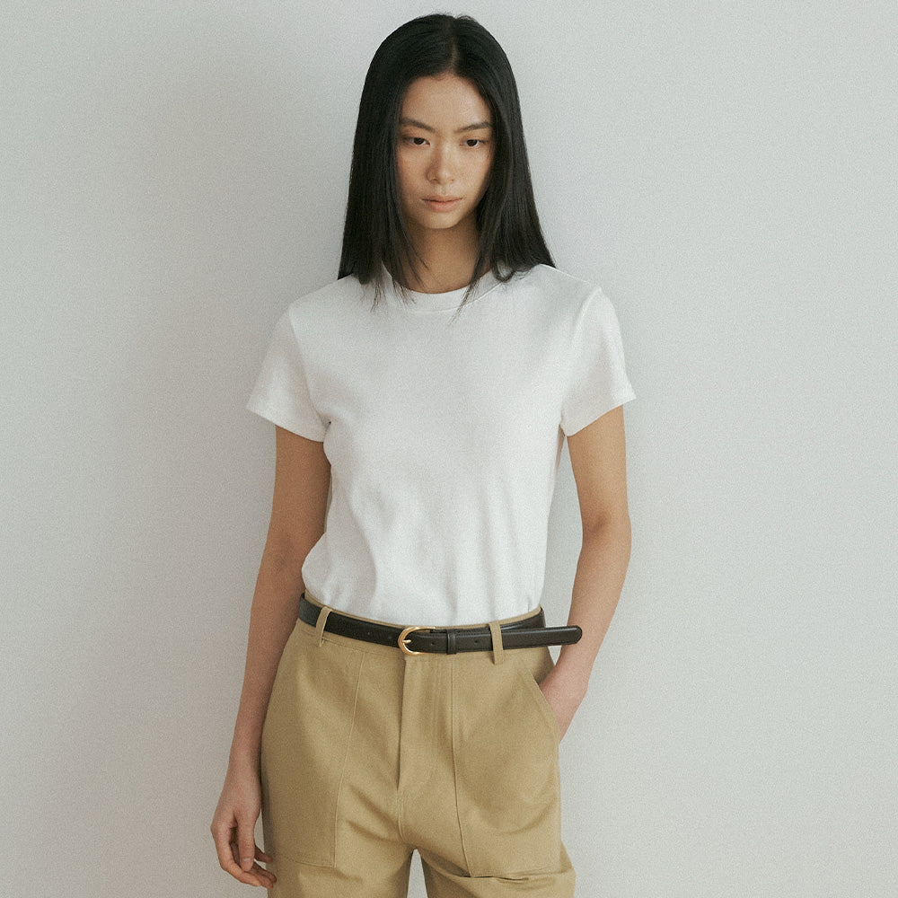 LINGSEOUL [1+1] classic cotton round t-shirts (4color)