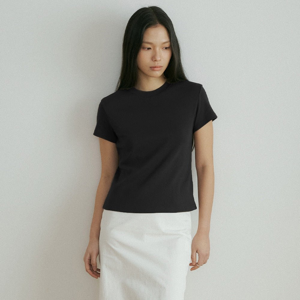 LINGSEOUL [1+1] classic cotton round t-shirts (4color)