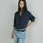 LINGSEOUL v-neck cotton shirt-navy