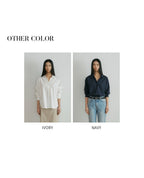 LINGSEOUL v-neck cotton shirt-navy