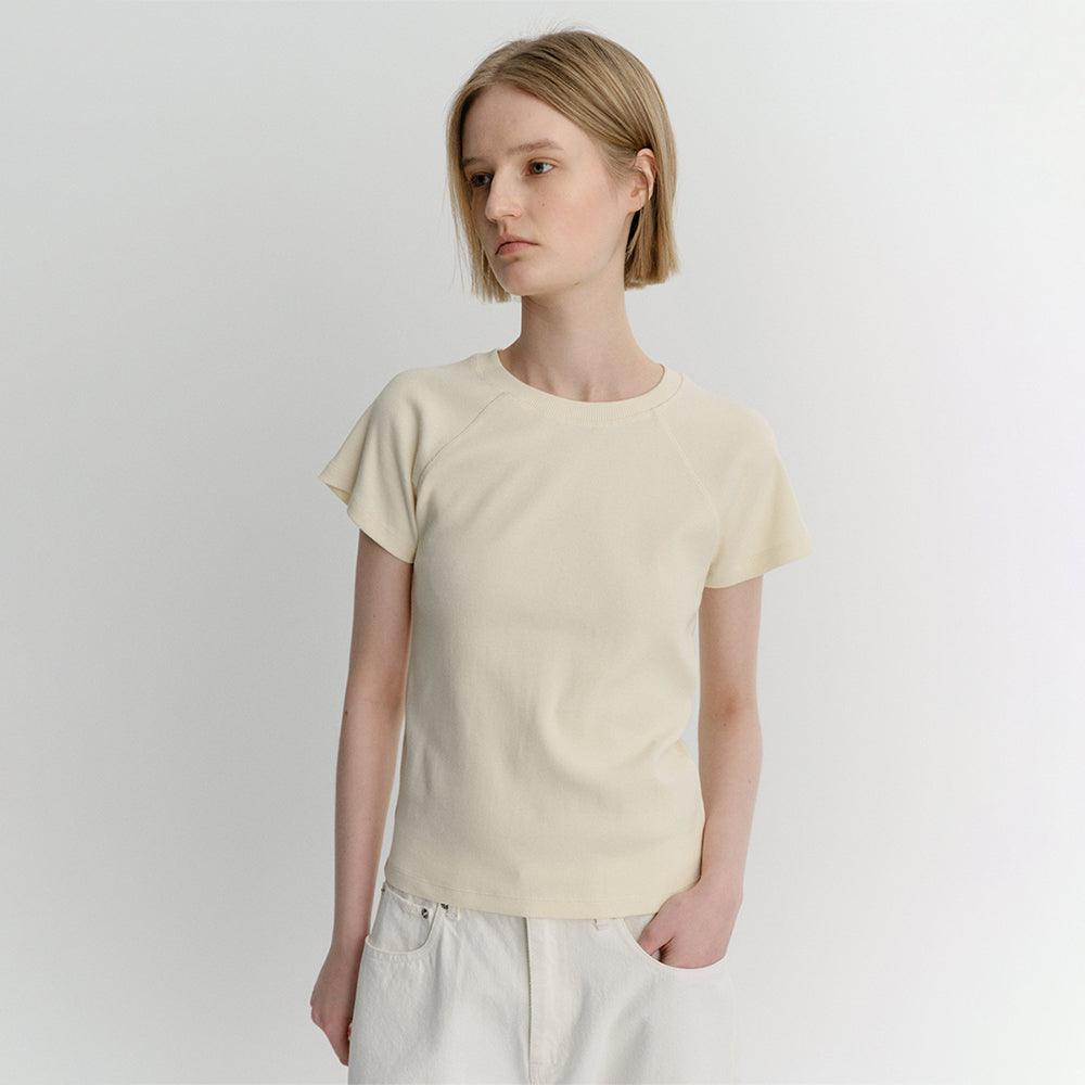 EAAH RAGLAN RIB T-SHIRT (CREAM)