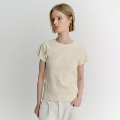 RAGLAN RIB T-SHIRT (CREAM)