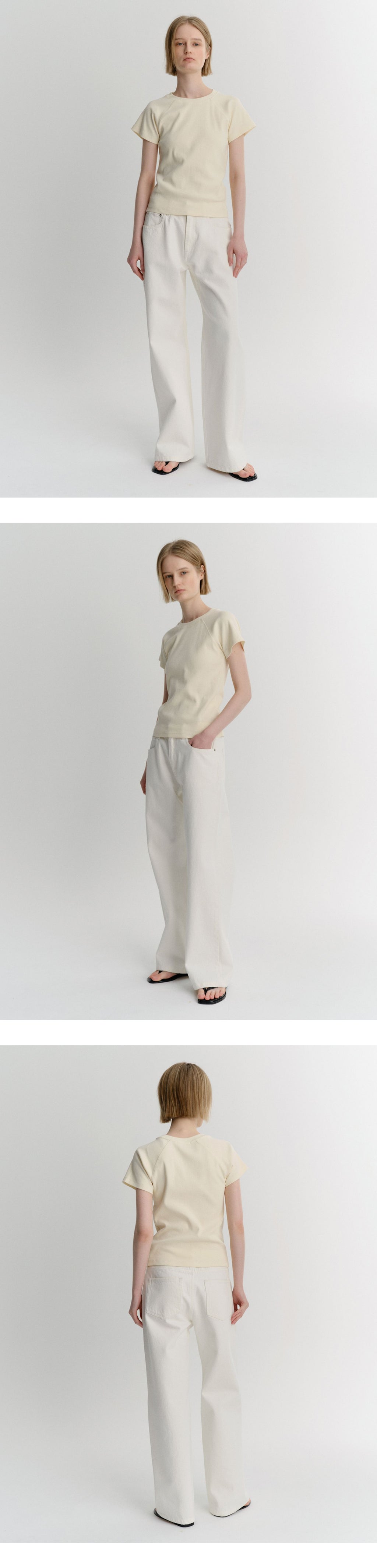 EAAH RAGLAN RIB T-SHIRT (CREAM)