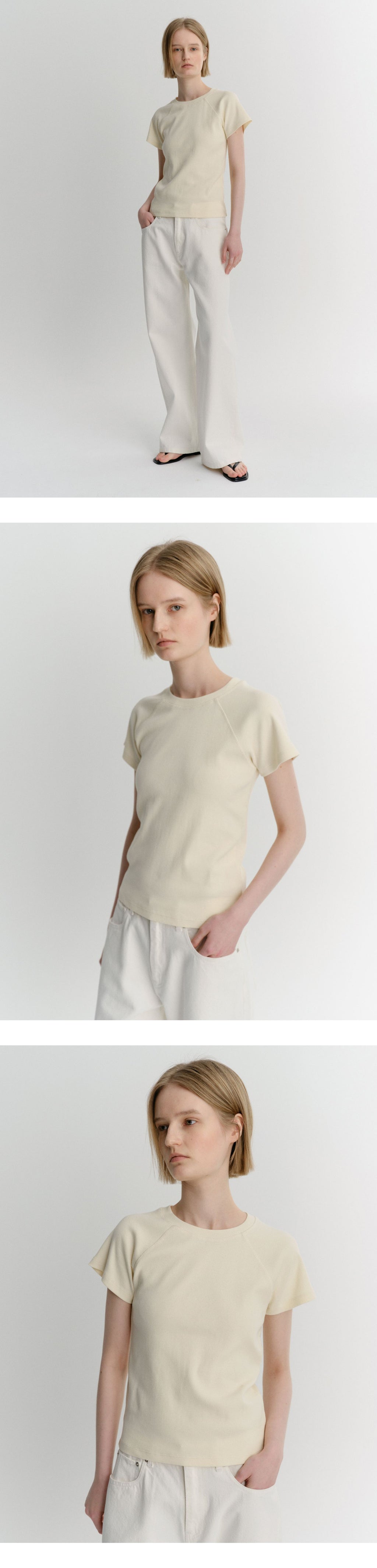 EAAH RAGLAN RIB T-SHIRT (CREAM)