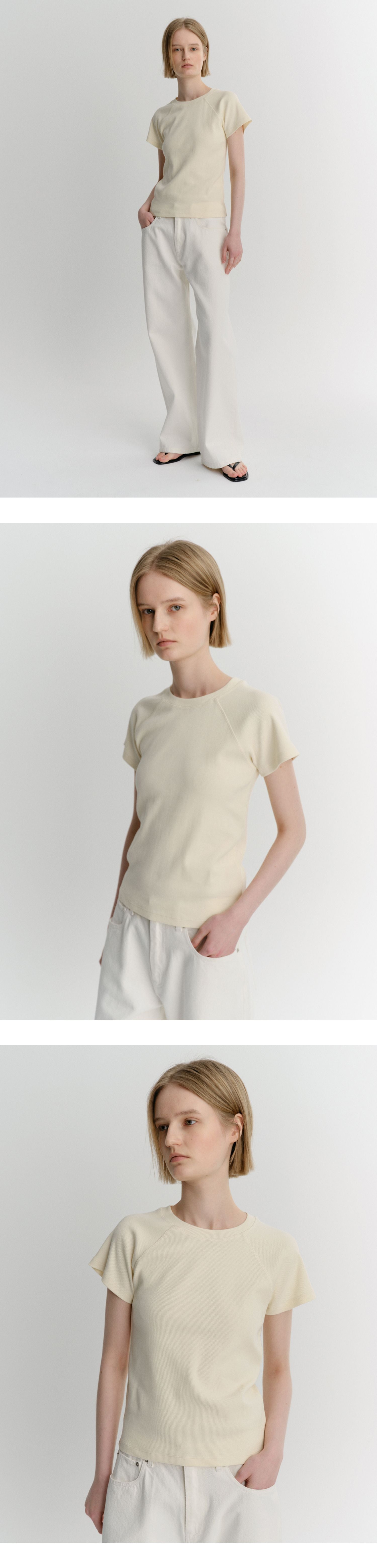 EAAH RAGLAN RIB T-SHIRT (CREAM)