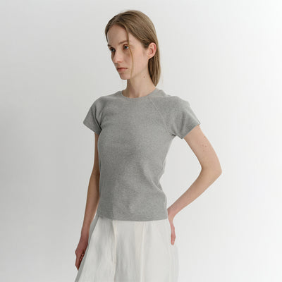 RAGLAN RIB T-SHIRT (GREY)