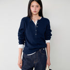 L'EAU [3rd] Tom waffle henley t-shirt_navy