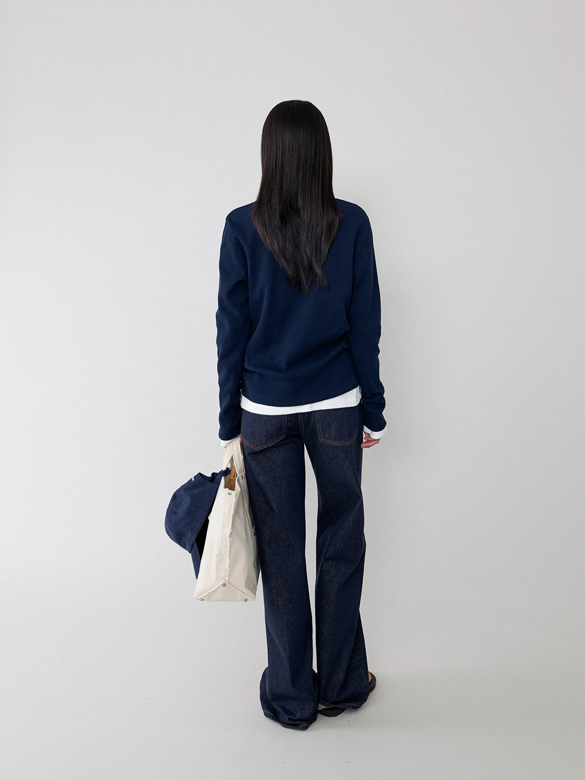L'EAU [3rd] Tom waffle henley t-shirt_navy