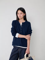 L'EAU [3rd] Tom waffle henley t-shirt_navy