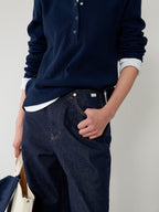 L'EAU [3rd] Tom waffle henley t-shirt_navy
