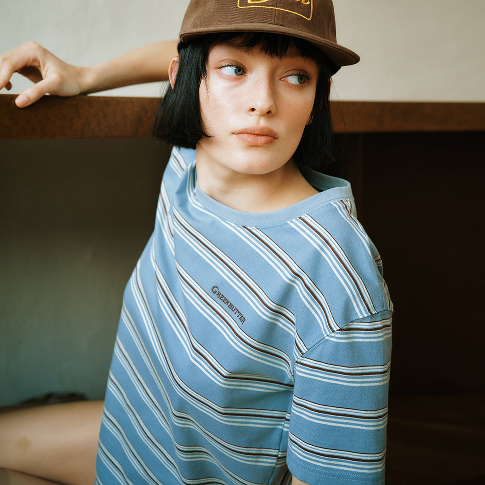 GREENBUTTER Cotton Stripe Tee (Indie Blue)