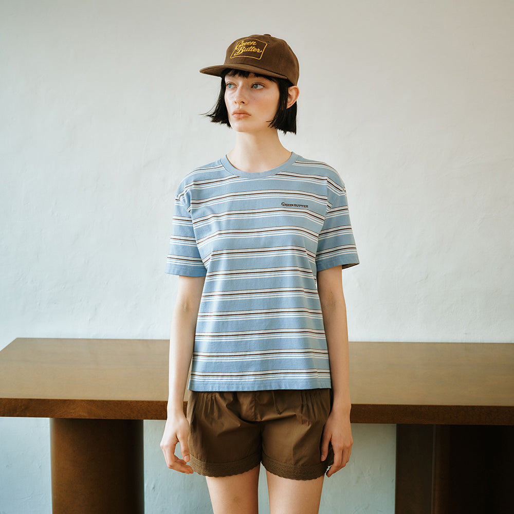 GREENBUTTER Cotton Stripe Tee (Indie Blue)