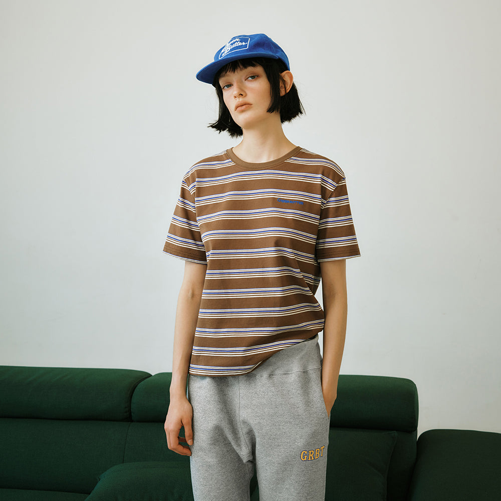 GREENBUTTER Cotton Stripe Tee (Brown)