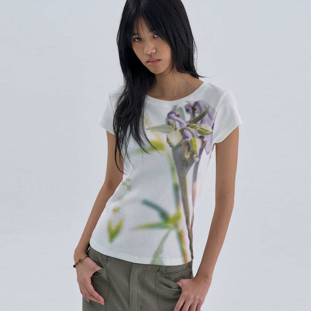 WELLBEING EXPRESS Flower Half Sleeve-green White