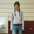 LOW CLASSIC Lc LONG-SLEEVE TEE_MELANGE GREY [LC267TS06MG]