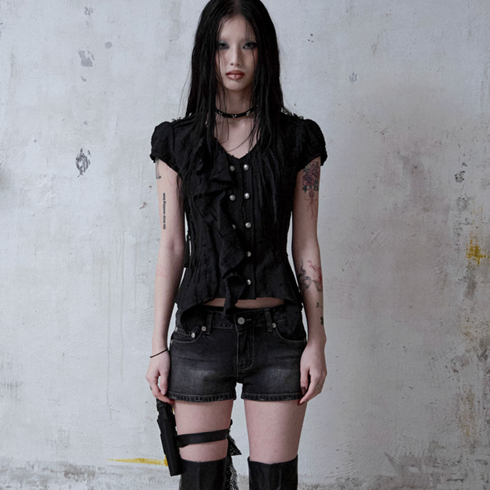 NOTKNOWING Mili Grunge Blouse (BLACK)