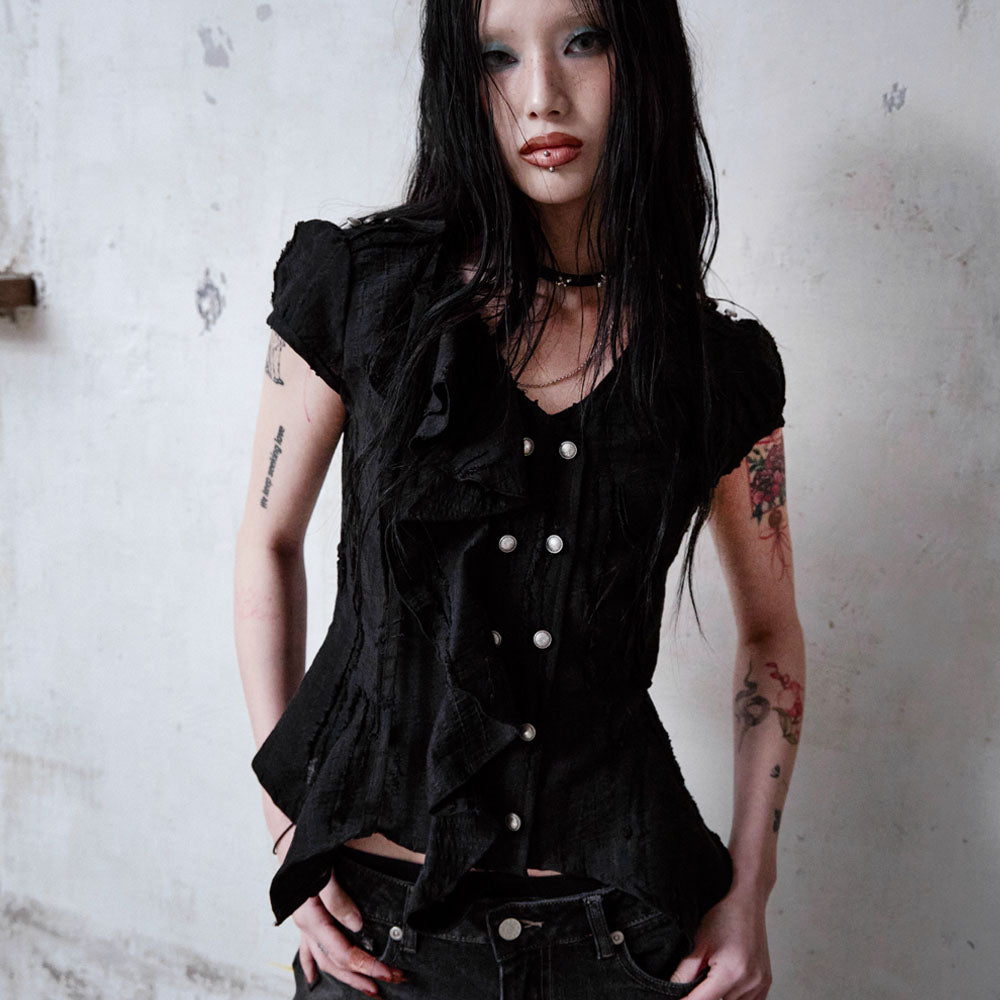 NOTKNOWING Mili Grunge Blouse (BLACK)
