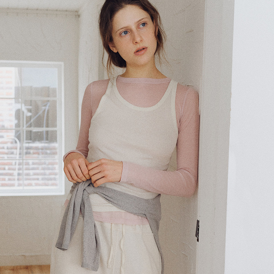 BLANK03 layered cotton sleeveless t-shirt (5colors)