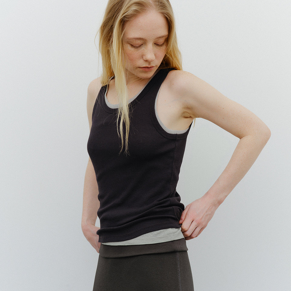 BLANK03 layered cotton sleeveless t-shirt (5colors)