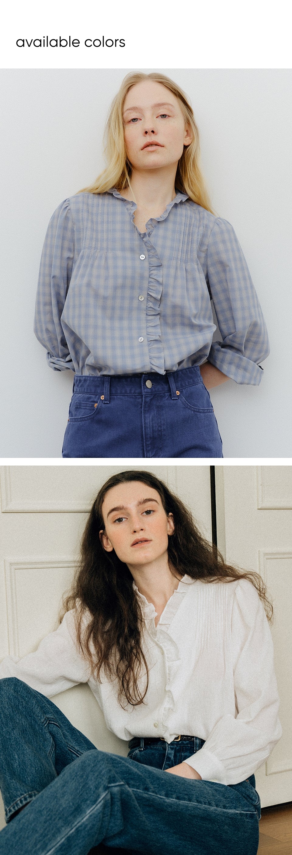 BLANK03 check pin-tuck blouse (navy)
