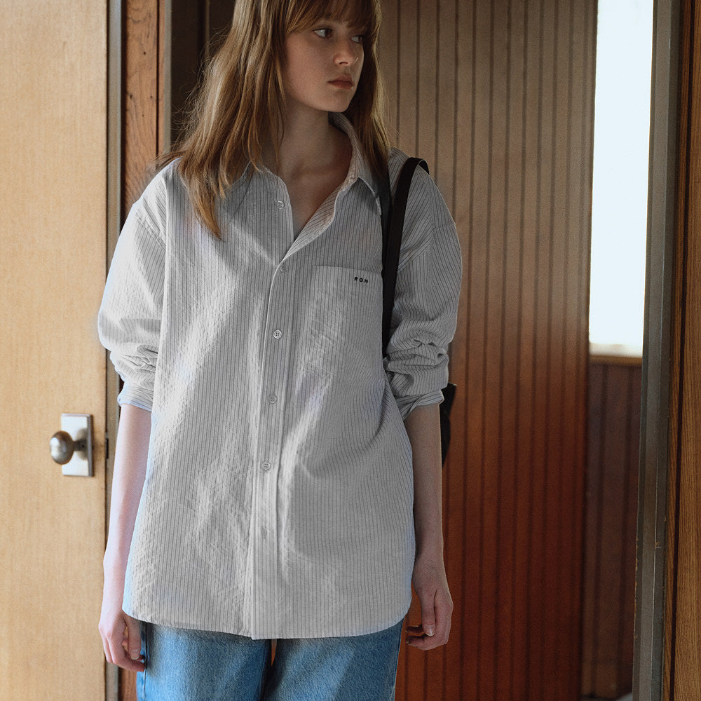 ROH SEOUL Classic tomboy shirt Light gray stripe