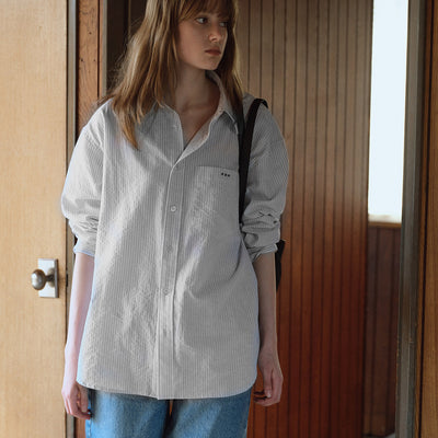 Classic tomboy shirt Light gray stripe