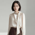 GIEMAR SHIRRING TIE BLOUSE 5 COLOR Shirring tie blouse five colors
