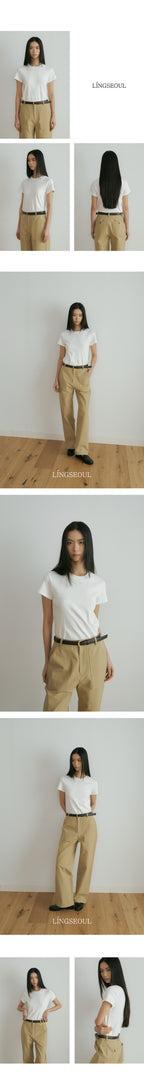 LINGSEOUL [1+1] classic cotton round t-shirts (4color)