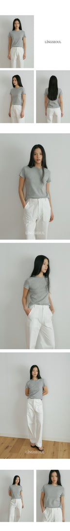 LINGSEOUL [1+1] classic cotton round t-shirts (4color)