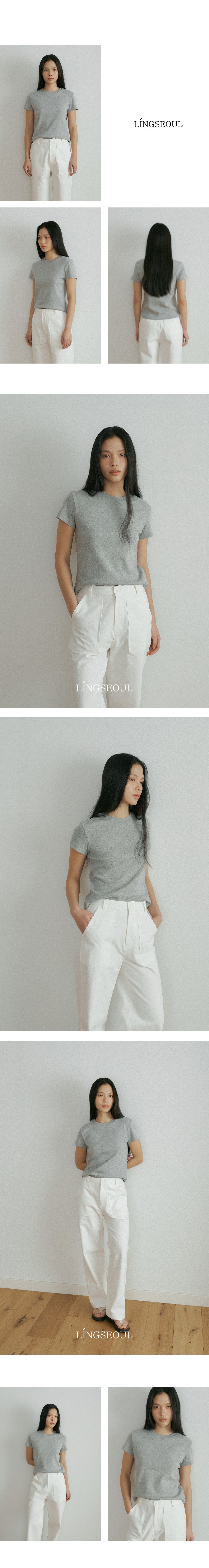 LINGSEOUL [1+1] classic cotton round t-shirts (4color)