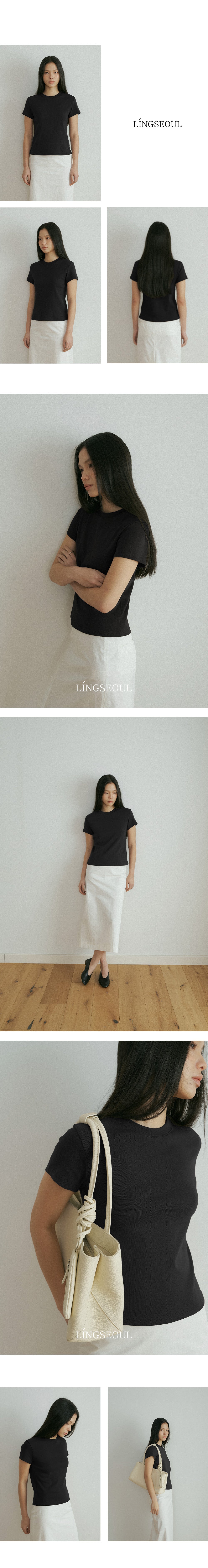 LINGSEOUL [1+1] classic cotton round t-shirts (4color)