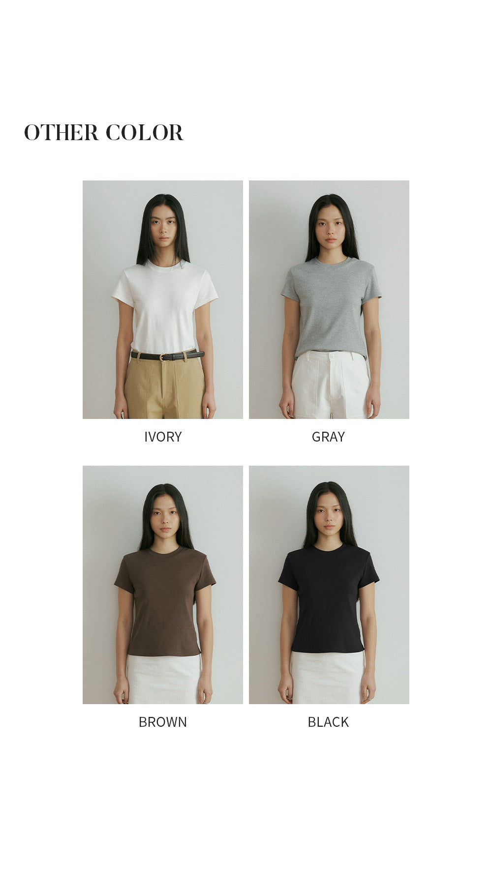 LINGSEOUL [1+1] classic cotton round t-shirts (4color)